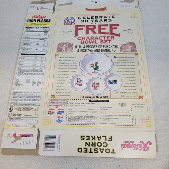 Kelloggs Vintage Toasted Corn Flakes Ceral Box 1996 - Picture 2 of 2